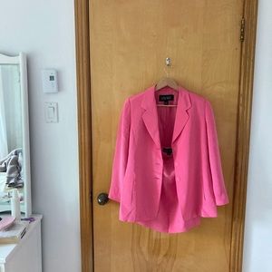 100% silk skirt suit in hot pink (pre-owned)